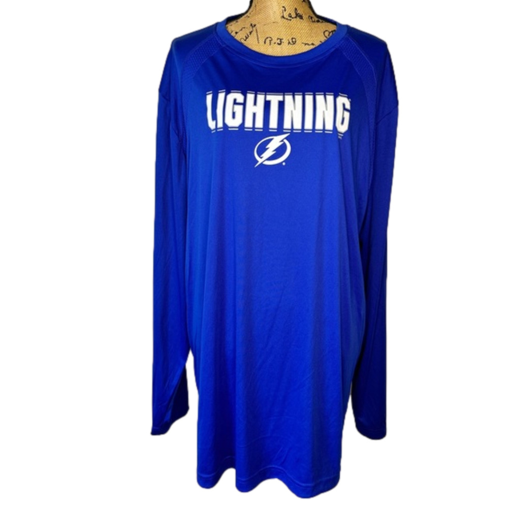 NHL Tampa Bay Men's Shirt 2XL XXL Lighting Deep Royal Blue Long Sleeve Tee